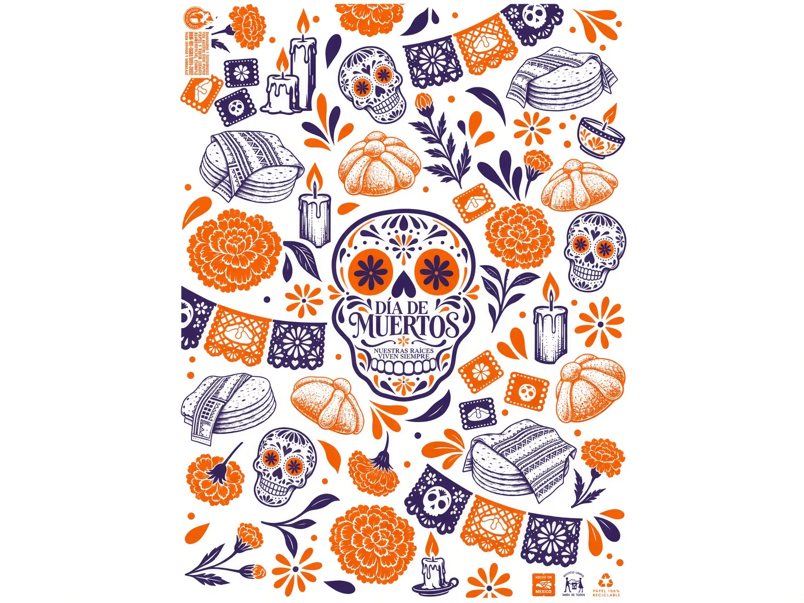 Papel impreso día de muertos